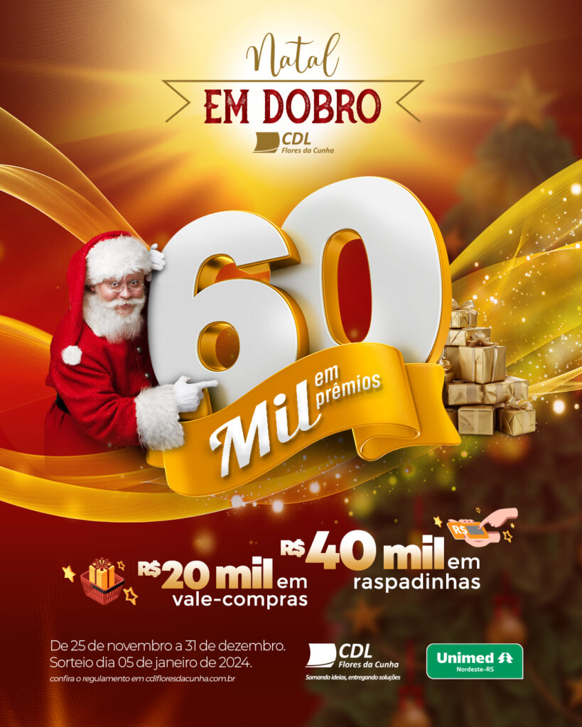 CDL Flores da Cunha inova e lança Campanha de Natal com cupons premiados 11 Natal CDL