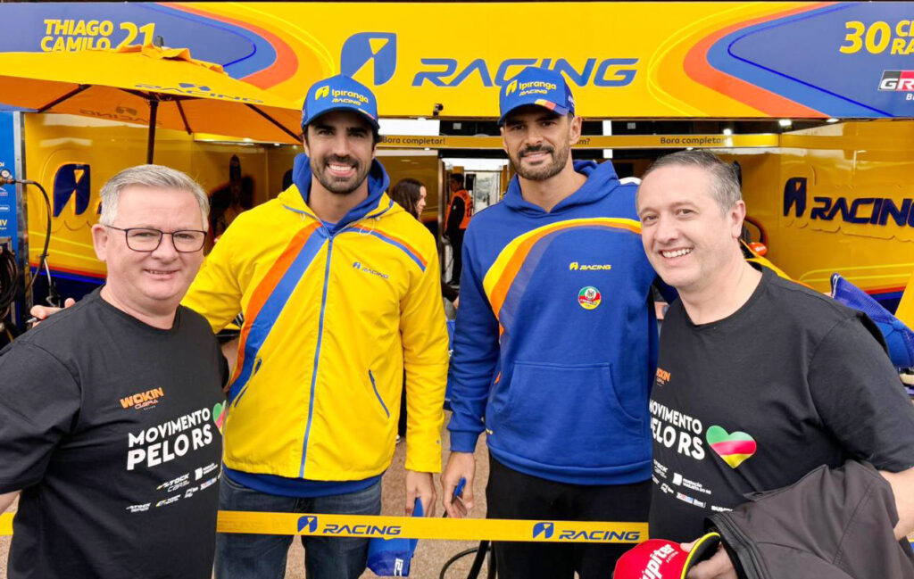 Federação Varejista e Stock Car aceleram campanha "Movimento pelo RS" 2 Ivonei Pioner Cesar Ramos ThiagoCamilo e Marcos Carbone